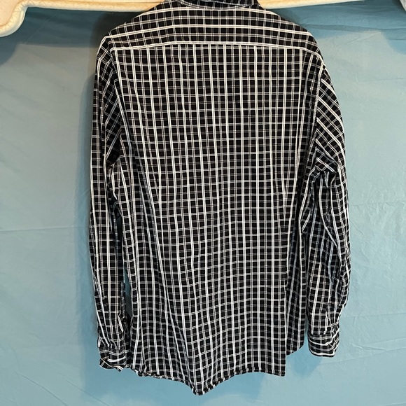 Mens Xl Slim Fit Claiborne Long Sleeved Button Up Shirt Black & White - Picture 4 of 6